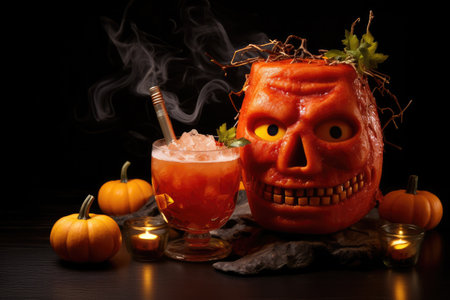 Halloween cocktails food photography, party spooky beverages for menu.の素材