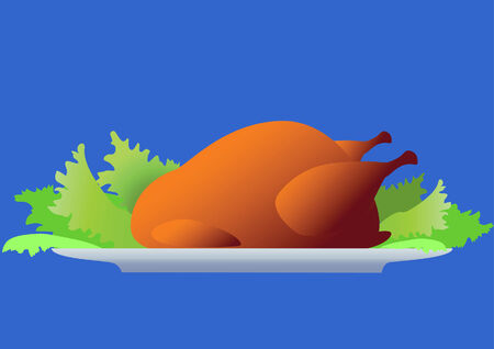 Chicken with salad. Vector illustration.のイラスト素材