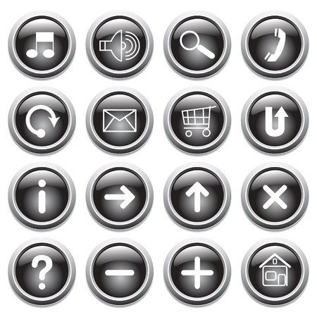 Vector black buttons with symbols. のイラスト素材