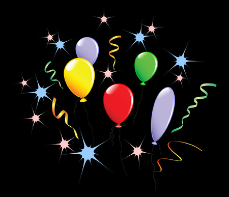 Holiday. Balloons and stars. Vector illustration.のイラスト素材
