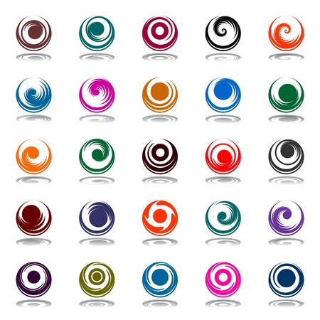 Spiral movement and rotation in circle shape. Design elements set. Vector art.のイラスト素材
