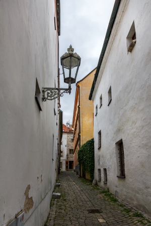 Medieval street in Cesky Krumlov, Czech Republic.の写真素材