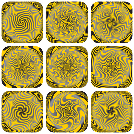 Torsion, rotation and vortex patterns. Abstract design elements set. Vector art.のイラスト素材
