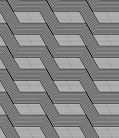 Diamonds and zigzag lines pattern. Seamless geometric texture. Vector art.