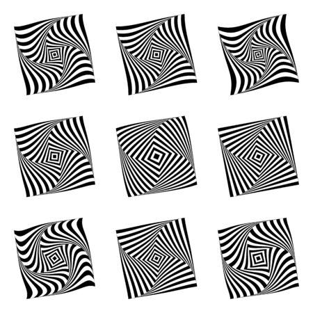 Design elements set. Torsion movement illusion.のイラスト素材