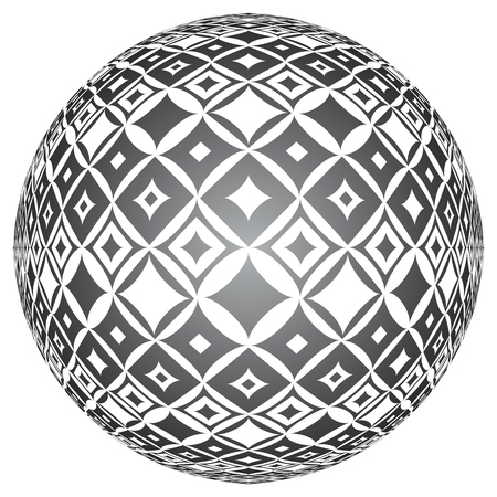 Tiled textured spherical surface. Abstract circle 3D shape. art.のイラスト素材