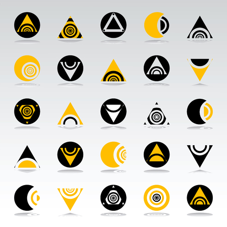 Design elements set. Abstract icons. Circle and triangle geometric shapes. Vector art.のイラスト素材