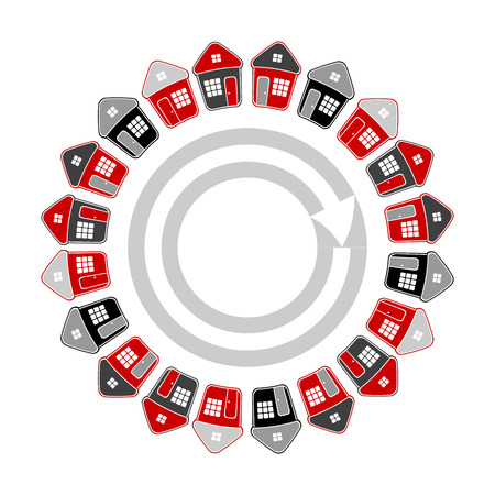Houses in circle shape. Real estate concept. Vector art.のイラスト素材