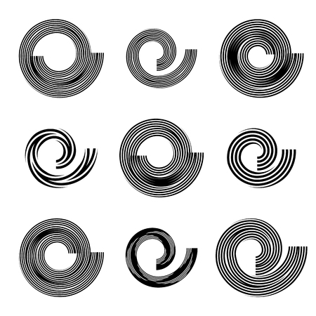 Spiral lines shapes. Design elements set. Vector art.のイラスト素材