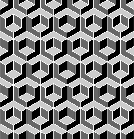 Seamless geometric hexagons pattern. 3D illusion. Vector art.