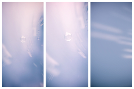 Water drops. Set of vertical banners. Abstract blue background.の写真素材