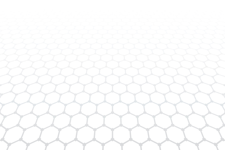 Hexagons pattern. White textured background. Diminishing perspective view. Vector art.のイラスト素材
