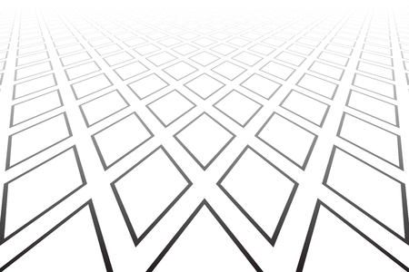 Abstract geometric diamonds pattern. Diminishing perspective. White textured background. Vector art.のイラスト素材