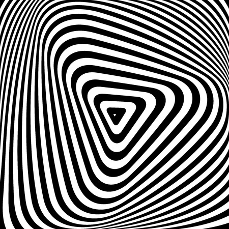 Triangle pattern.  Lines texture. Illusion of rotation torsion movement. Vector art.のイラスト素材