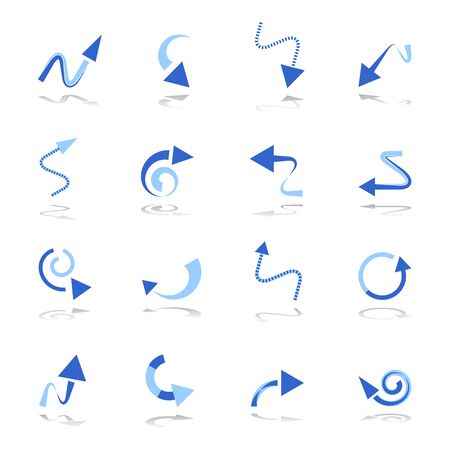 Arrows symbols. Design elements set. Blue geometric icons. Vector art.のイラスト素材