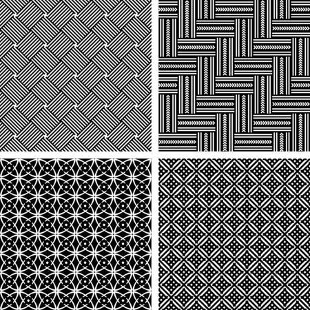 Seamless patterns set. Geometric black and white textures. Vector art.のイラスト素材