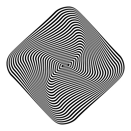 Geometric op art design element. 3D illusion. Black and white striped lines texture. Vector illustration.のイラスト素材