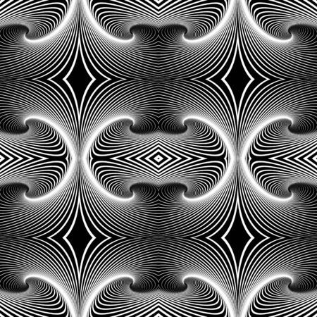 Seamless geometric op art pattern. Lines texture. Vector art.のイラスト素材