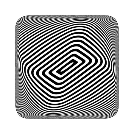Geometric op art design element. 3D illusion. Black and white striped lines texture. Vector illustration.のイラスト素材