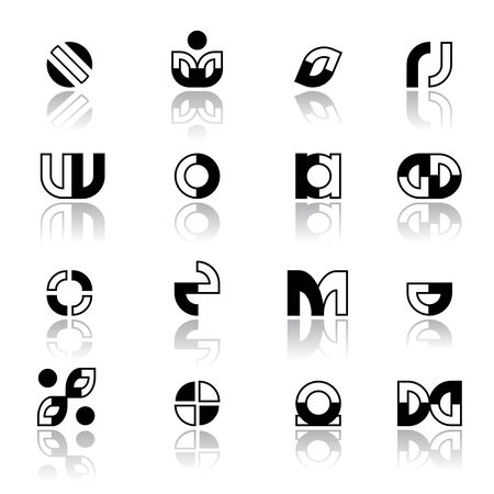Design elements set. Abstract black and white icons. Vector illustration.のイラスト素材