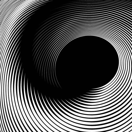 Illusion of spiral swirl movement. Abstract op art lines design. Vector illustration.のイラスト素材