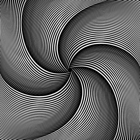 Abstract op art design. Rotation swirl movement. Lines texture. Vector illustration.のイラスト素材