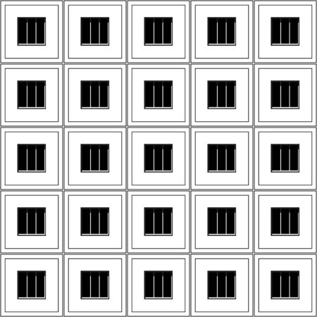 Seamless architectural pattern. Windows and wall of apartment house. Abstract facade. Vector illustration.のイラスト素材