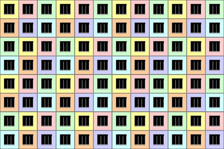 Seamless architectural pattern. Abstract facade. Windows and wall of modern apartment house. Vector...