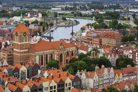 Cityscape of Gdansk, Poland. Panoramic aerial view.