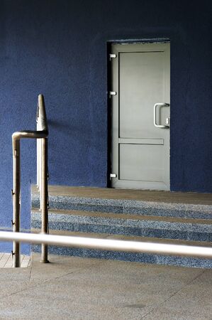 Closed white door of entrance in modern building.        の写真素材