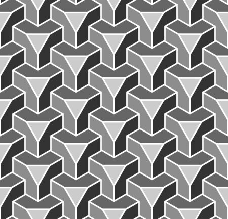 Abstract seamless geometric 3D pattern. Vector art.のイラスト素材