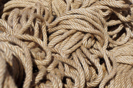 Hank of nautical rope. Selective focus.