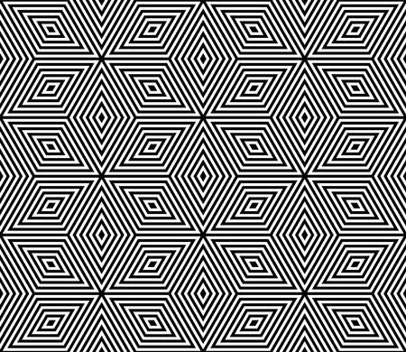 Seamless geometric diamonds op art pattern. Vector illustration.のイラスト素材
