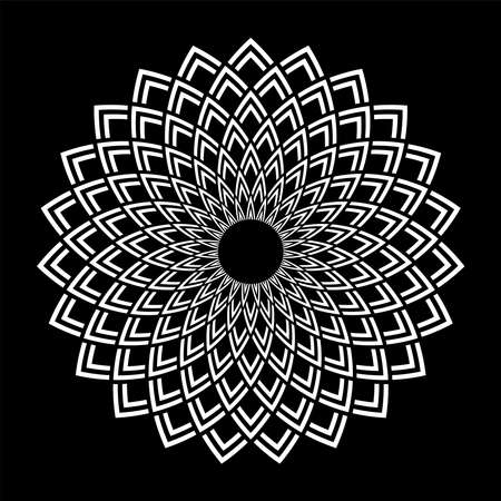 Abstract decorative white circle pattern on black background. Vector art.のイラスト素材