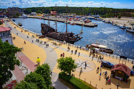 Ustka, Poland - July 01, 2014: Panoramic view of Ustka - popular resort at Baltic Sea.