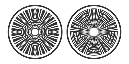 Set of abstract geometric circle black and white design elements. Vector art.のイラスト素材