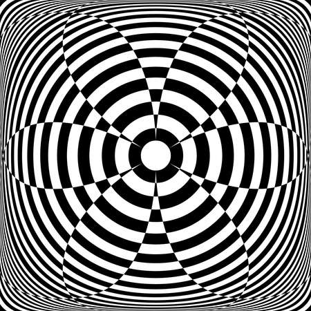 Abstract geometric concentric lines pattern with 3D illusion effect. Vector art.のイラスト素材