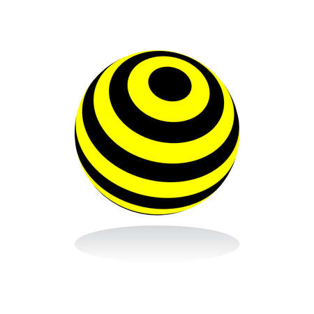 3D spherical shape. Striped yellow and black design element. Vector art.のイラスト素材