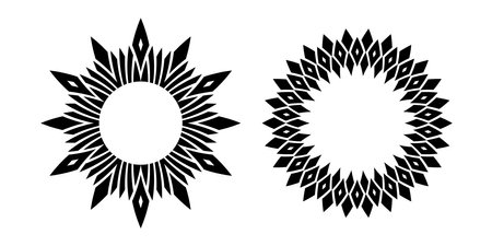 Abstract circle design elements. Patterns for decorative round frames. Vector art.のイラスト素材