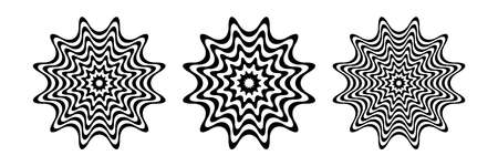 Abstract op art wavy lines circle design elements. Vector illustration.のイラスト素材