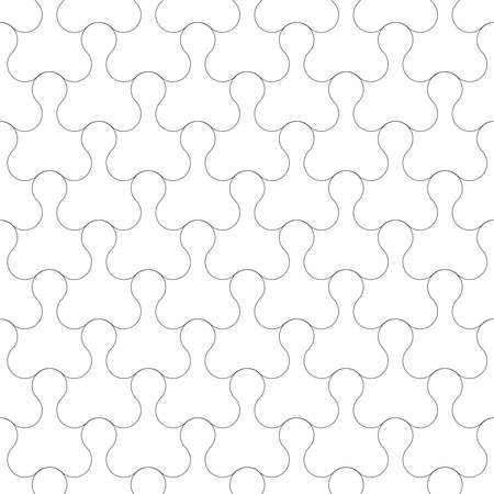 Seamless outline jigsaw puzzle pattern. White textured background. Vector art.のイラスト素材