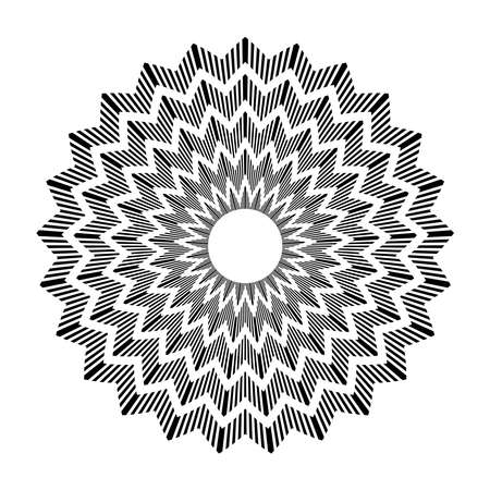 Abstract decorative geometric zig zag circle pattern. Vector art.のイラスト素材
