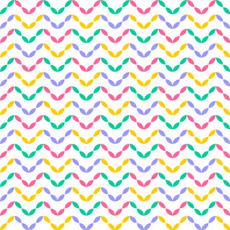 Abstract seamlesscolorful cheerful zig zag pattern on white background. Vector art.のイラスト素材