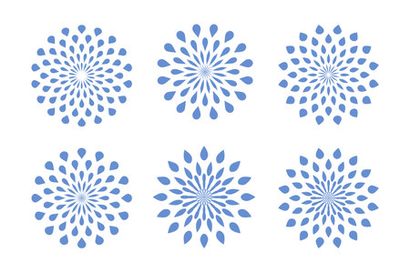 Abstract decorative circle drops dots icons. Design elements. Vector art.のイラスト素材