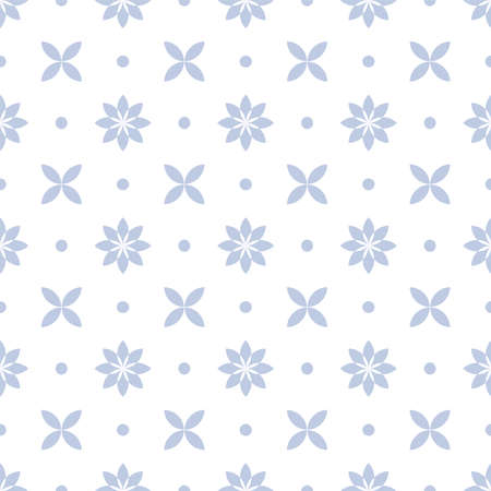 Abstract seamless blue floral dots pattern on white background. Vector art.のイラスト素材
