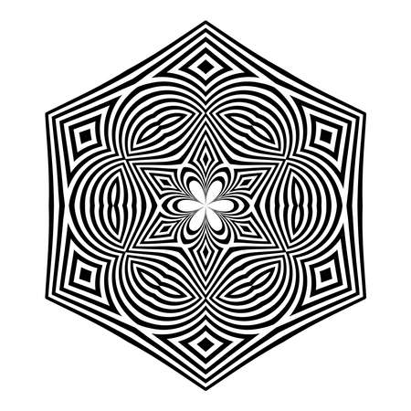 Abstract decorative geometric pattern in hexagon shape. Vector art.のイラスト素材