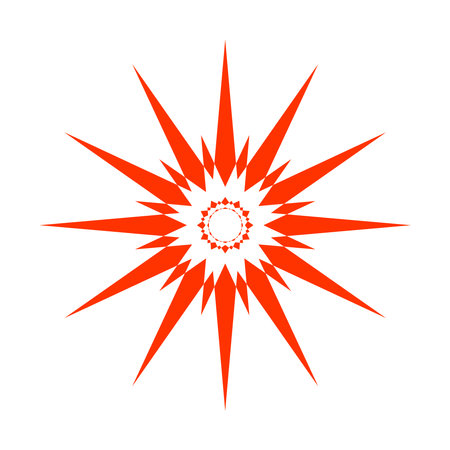Abstract Red Geometric Icon in Star Shape. Element for Design. Vector Art.のイラスト素材