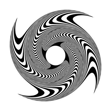 Abstract Twisting Rotation Vortex Movement Illusion. Black and Whie Op Art Design Element. Vector Illustration.のイラスト素材
