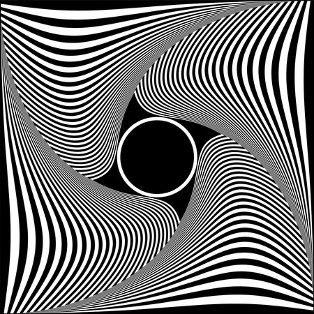 Whirl Twisting Motion Illusion in Abstract Op Art Pattern. 3D Effect. Vector Illustration.のイラスト素材