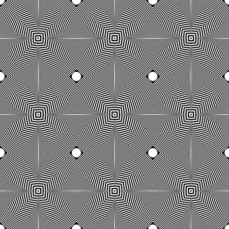 Abstract Seamless Op Art Geometric Pattern. Striped Lines Texture. Vector Illustration.のイラスト素材
